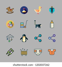 baby icon set. vector set about abc, diaper, bodysuit and pregnancy test icons set.