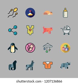 baby icon set. vector set about fetus, hamster, sperm and donkey icons set.