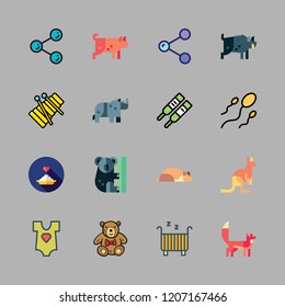 baby icon set. vector set about fox, kangaroo, pregnancy test and sperm icons set.