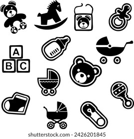 Conjunto de iconos de bebé Vector fondo blanco