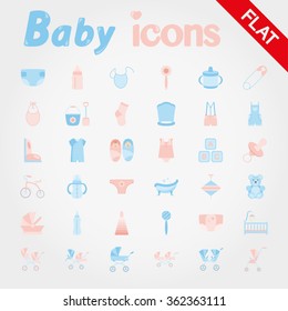 Baby. Icon set for web and mobile application. Vector illustration on a white background. Flat design style.