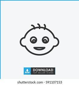 baby icon. Simple outline baby vector icon. On white background.