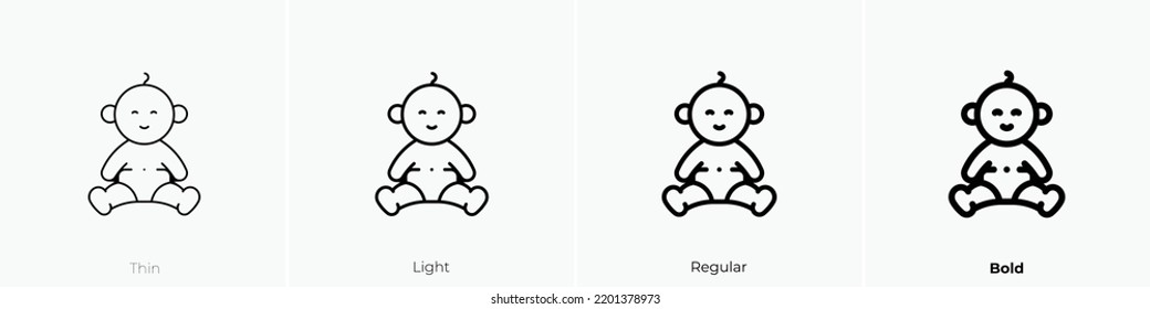 baby icon. Thin, Light Regular And Bold style design isolated on white background