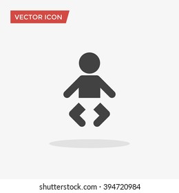 Icono bebé en estilo plano de moda aislado en fondo gris. Símbolo secundario para el diseño del sitio web, logotipo, aplicación, UI. Ilustración del vector, EPS10.