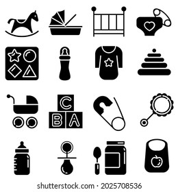 
Juego de vectores de icono de bebé. colección de signos de ilustración secundaria. Símbolo infantil o logotipo.