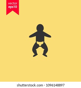 Baby icon. Yellow background. EPS 10 vector sign