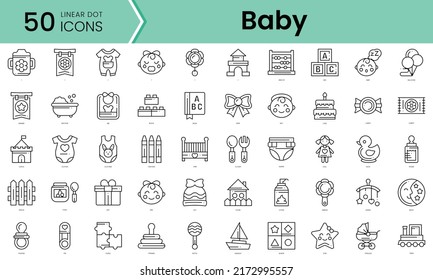 baby Icons bundle. Linear dot style Icons. Vector illustration