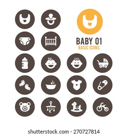 Baby icons. Cute baby. Vector illustration.