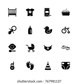 Baby icons - Expand to any size - Change to any colour. Flat Vector Icons - Black Illustration on White Background.