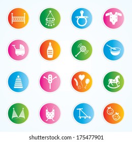 Baby Icons Illustration on buttons. Eps-10