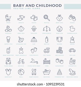 Baby icons with inscriptions. Set of black outline symbols. Children's toys, food, clothes. Newborn and kids, feeding and care themes. Vector collection of line elements isolated on white background. 