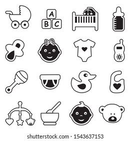 Baby Icons. Line With Fill Design. Vector Illustration.