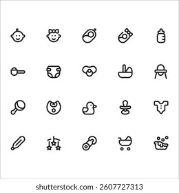 Baby Icons with line style, perfect for user interface projects