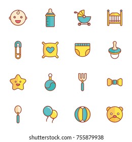 Baby Icons Minimalistic Flat Line Icon . Baby Symbol Set Collection
