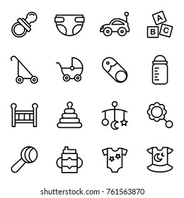 Iconos para bebés Icono de línea plana minimalista . Colección Juego de símbolos de bebé