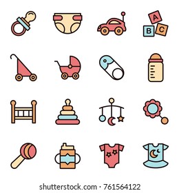 Baby Icons Minimalistic Flat Line Icon . Baby Symbol Set Collection