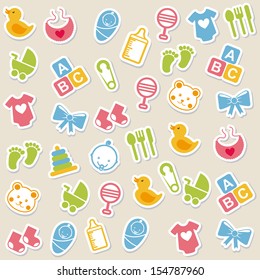 baby icons over beige background vector illustration