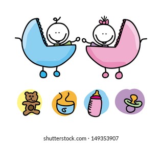 baby icons over white background vector illustration 