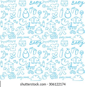 Baby icons seamless vector pattern