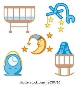 Baby icons series. Baby beds and accessories. Check my portfolio for much more of this series as well as thousands of similar and other great vector items.