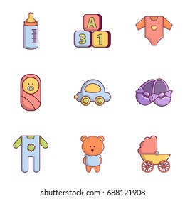 Baby icons set. Flat set of 9 baby vector icons for web isolated on white background