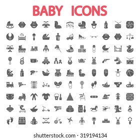 Baby icons set. Flat vector related icon set for web and mobile applications. It can be used as - logo, pictogram, icon, infographic element. Vector Illustration.