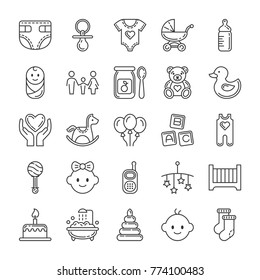 Baby icons set. Line style