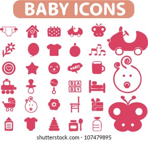 baby icons set, vector