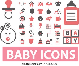 baby icons set, vector