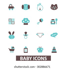 baby icons set, vector