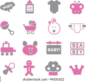 baby icons set, vector