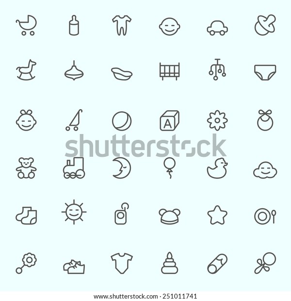Baby icons, simple and\
thin line design