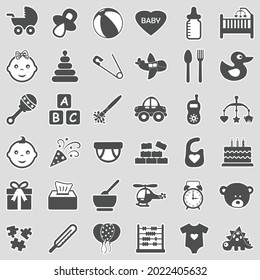 Baby Icons. Sticker Design. Vector Illustration.