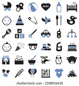 Baby Icons. Two Tone Flat Design. Vector Illustration.