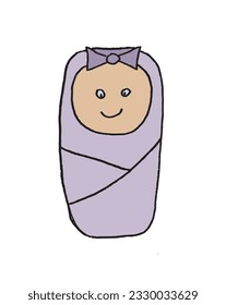 Baby illustration image. 
Hand drawn image artwork of a baby. Simple cute original logo.
Hand drawn vector illustration for posters, cards, t-shirts.