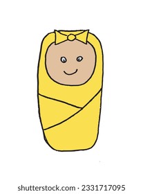 Baby illustration image. 
Hand drawn image artwork of a baby. Simple cute original logo.
Hand drawn vector illustration for posters, cards, t-shirts.