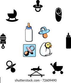 baby illustrations and symbols set