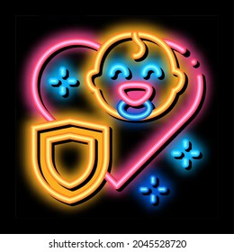 baby immunity protection neon light sign vector. Glowing bright icon baby immunity protection sign. transparent symbol illustration