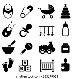 Baby, infant and birth icon set