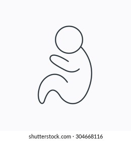 Baby infant icon. Pediatrics sign. Newborn child symbol. Linear outline icon on white background. Vector