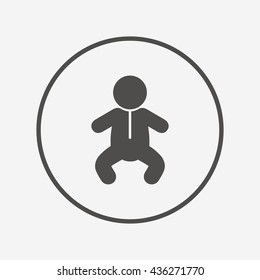 Baby infant sign icon. Toddler boy symbol. Flat toddler boy icon. Simple design toddler boy symbol. Toddler boy graphic element. Round button with flat toddler boy icon. Vector