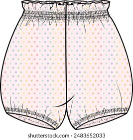 BEBÉ INFANTIL Y NIÑO PEQUEÑO DESGASTE BLOOMER CON MULTICOLOR POLKA DOT PRINT ILUSTRACIÓN VECTOR 