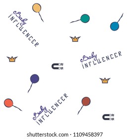 Baby influencer funny seamless pattern.