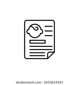Baby Information Document With Child Icon In Outline Illustration