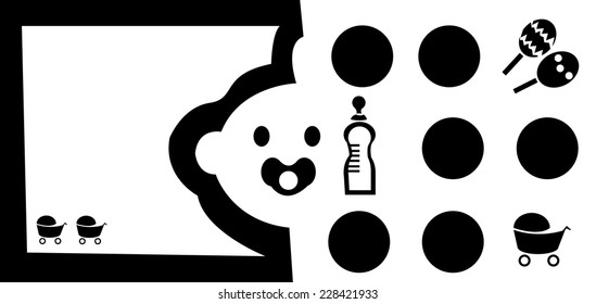 baby invitation illustration background vector black and white