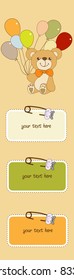 baby invitation with teddy bear and balloons