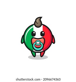 Baby Italy Flag Cartoon Character With Pacifier , Cute Style Design For T Shirt, Sticker, Logo Element