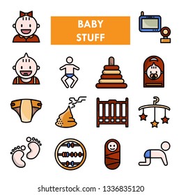 baby item vector icon set