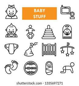 baby item vector outline icon set