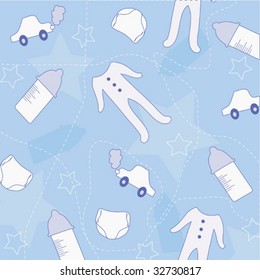 Baby items in  boy's background